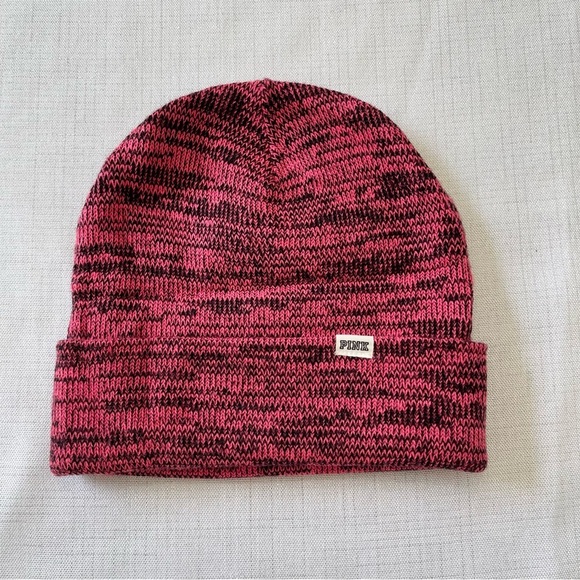 Victoria’s Secret Pink Beanie Winter Hat Spacedye Pink/Black One Size Fits All - Picture 1 of 5